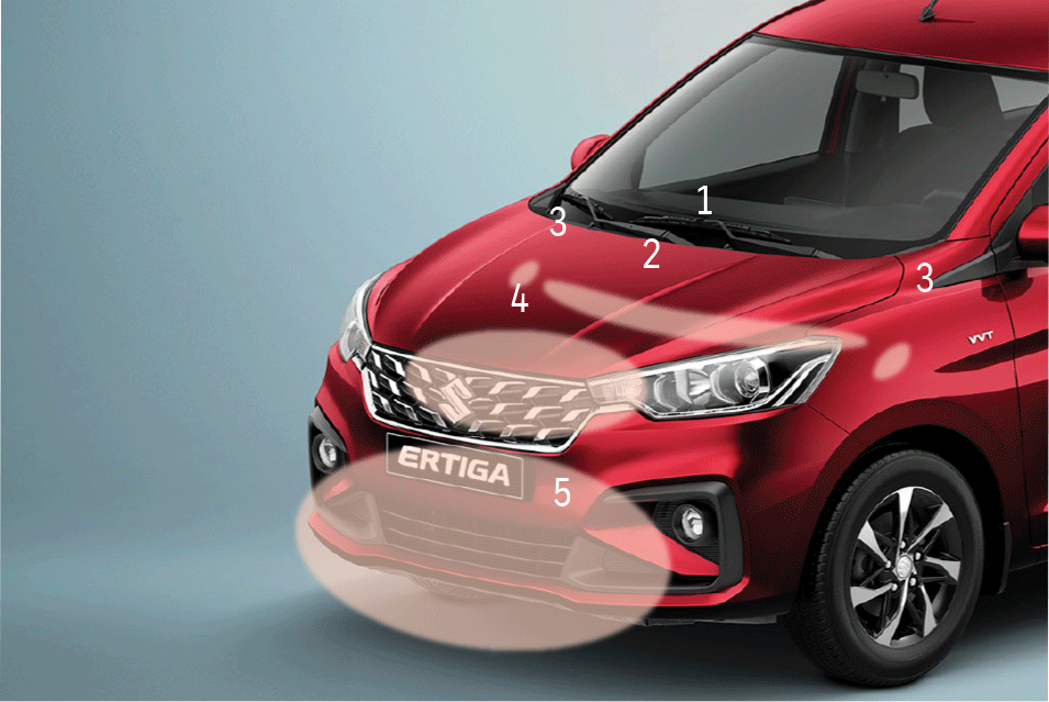 SUZUKI HYBRID ERTIGA      - Thiết kế thân xe giảm thiểu chấn thương cho người đi bộ